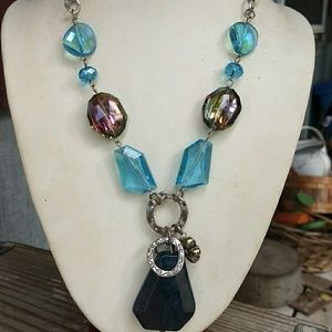 Heavy glass beaded statement necklace
